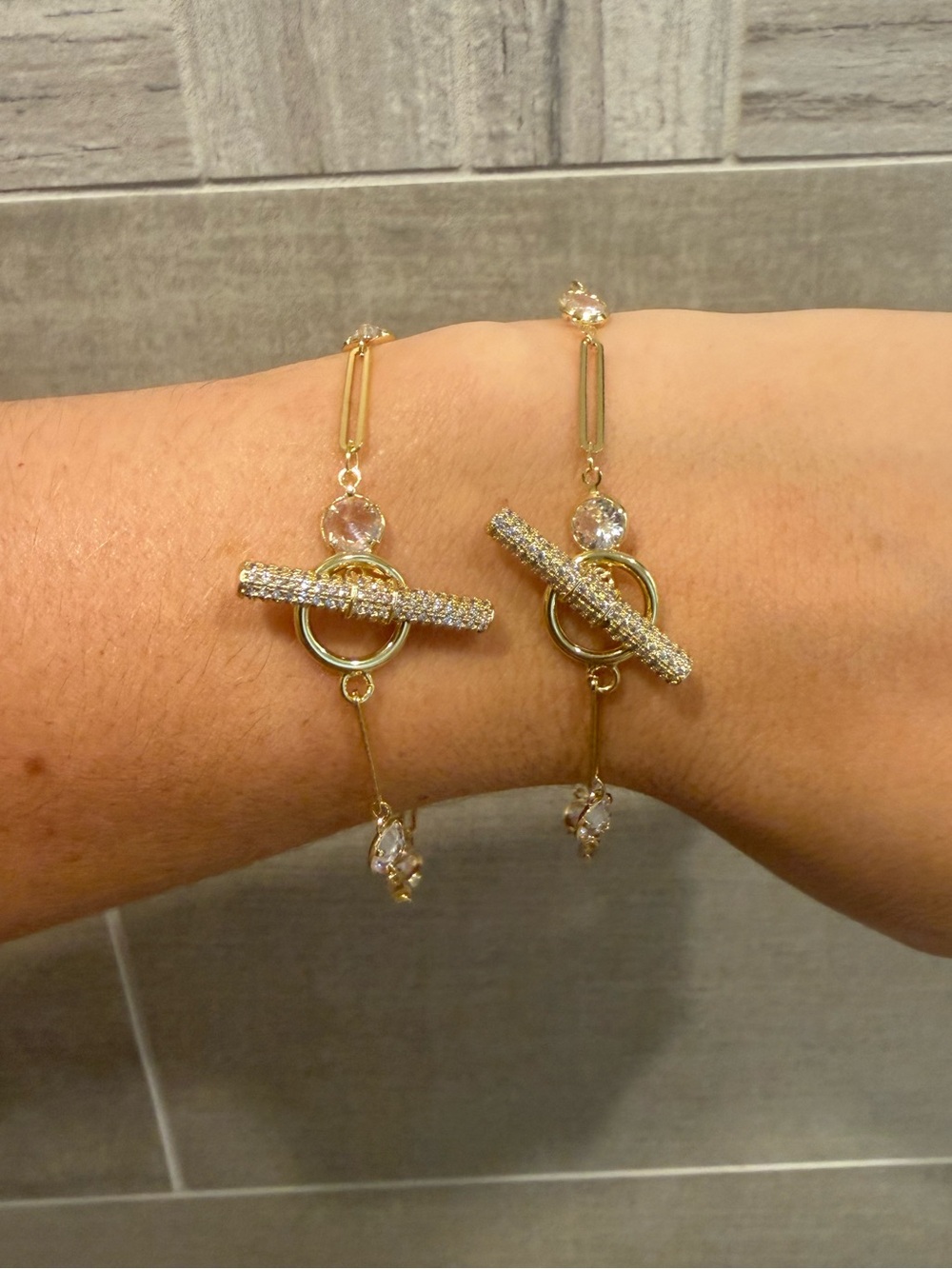 Adina Eden Gold Crystal Toggle Bracelet Duo